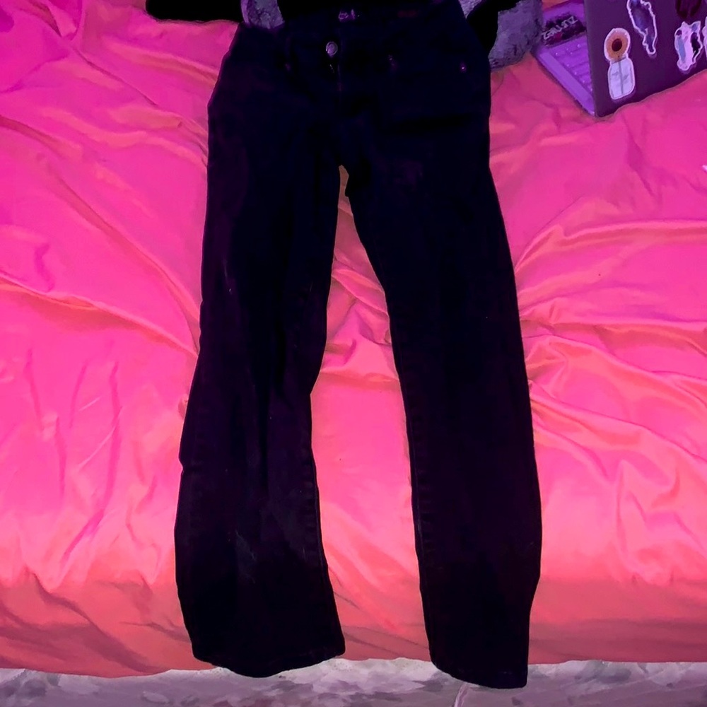BLACK STRAIGHT LEG GIRL PANTS